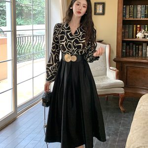 2026 New Satin Spliced Midi Dress with Belt