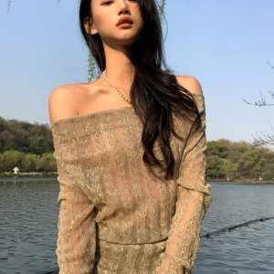 Women's Cowl Neck Long Sleeve Top with Off-Shoulder Design
