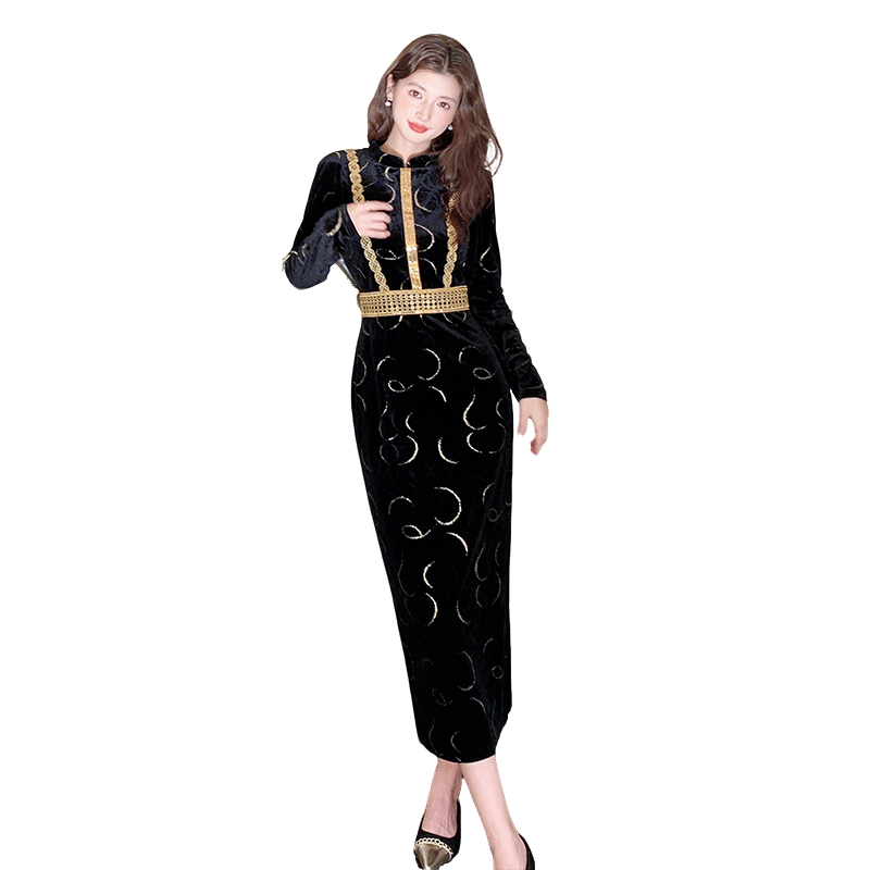 Women's Slim Fit Bodycon Dress with Stand Collar Long Sleeve Commuter Style - Image 5