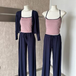 Women's 3-Piece Casual Sporty Set with Sun Protection Cardigan, Cami Top and Drawstring Pants for Fall
