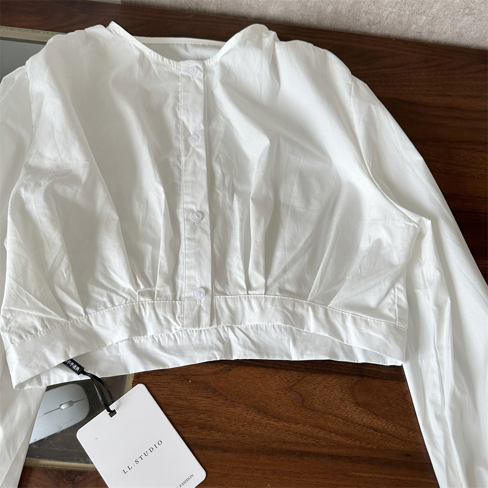 Sweet Vacation Style Puff Sleeve Crop Top Two-Piece Set for Women - Image 5