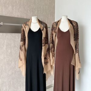 Old Money Leopard Print Shawl Cami Dress Two-Piece Set