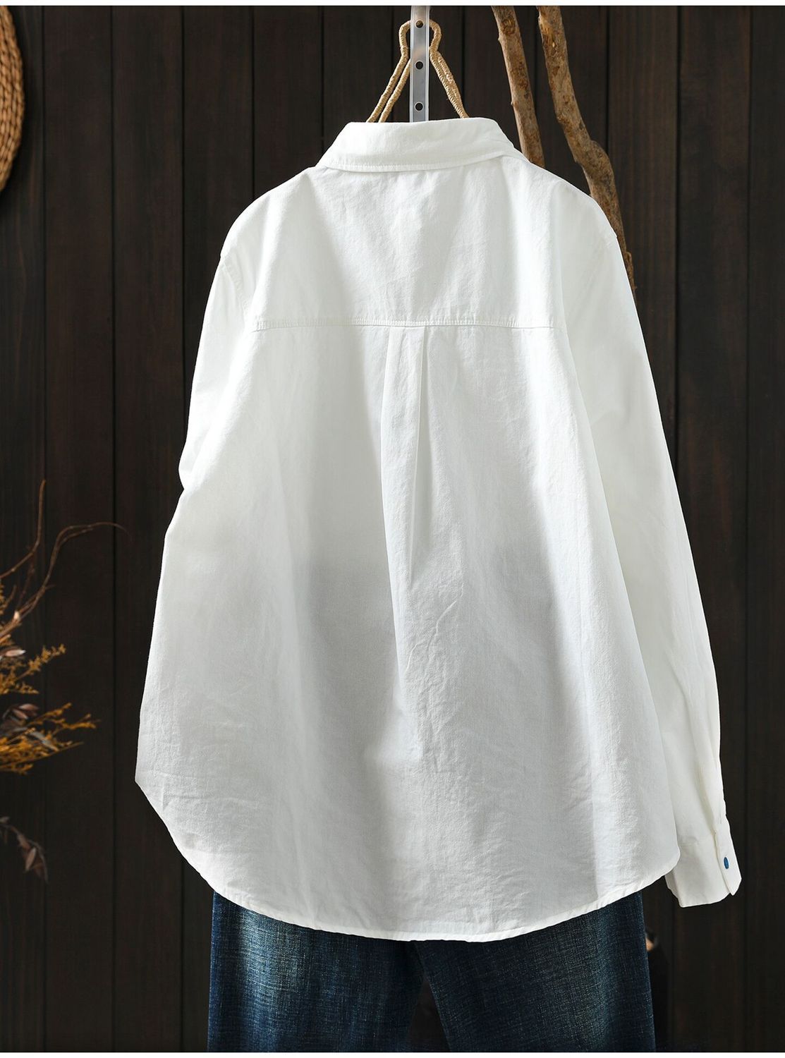 Autumn New Loose Versatile Cotton Shirt Women Casual Long Sleeve Embroidered Blouse - Image 3